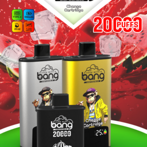 BANG 20000 Puffs Change Cartridge, okus Watermelon Ice, izmenljiv kartuš, gorilski stil