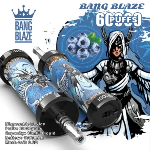 BANG BLAZE 60000 Puffs Shisha, okus Blue Razz, valkirski motiv, 40ml kapaciteta, 1000mAh