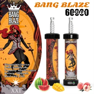 BANG BLAZE 60000 Puffs Shisha, okus Peach Mango Watermelon, tarot motiv 