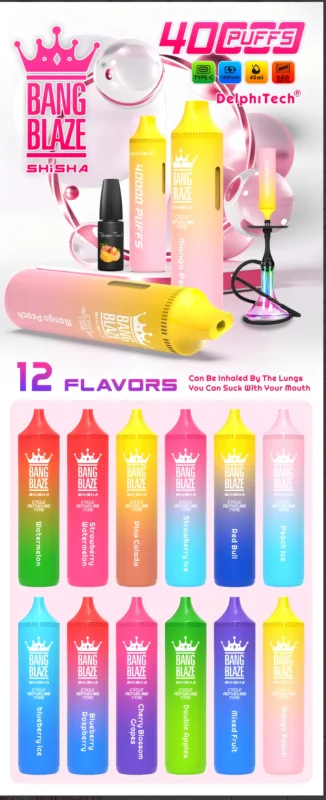 Bang Blaze Shisha 40K PUFFS e-cigareta v shisha stilu z 12 voćnimi okusi za slovenske uporabnike