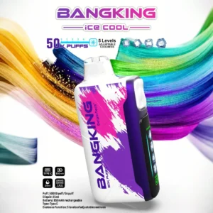 Bang King 50000 Puffs Ice Cool, 5 stopenj prilagodljive hladnosti, vijolično-roza barva, DelphiTech tehnologija