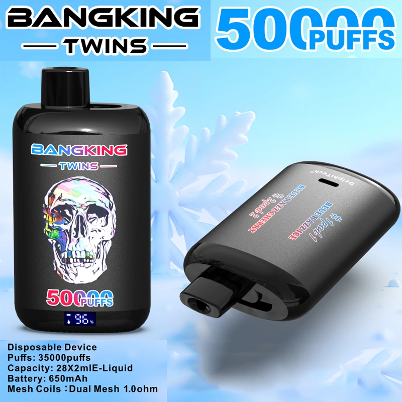 BANG KING Twins 50K PUFFS 2v1 enokratna e-cigareta, 50.000 puščic, 24 okusov, 2v1 Mesh Coil, Premium Anti-leak Twins tehnologija, za uporabo po Sloveniji