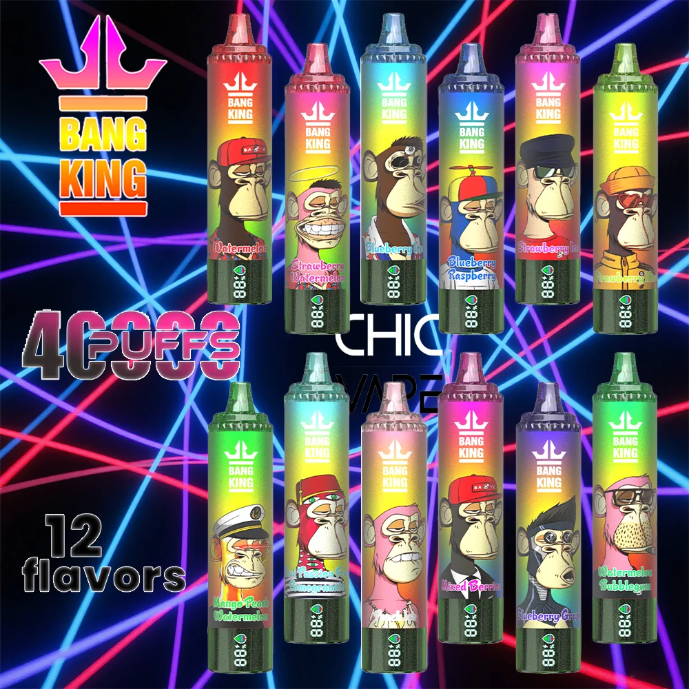 Bang King 40K PUFFS enkratna e-cigareta, 40.000 pufov, 12 okusov, Mesh Atomizer Pro, 3D Anti-Leak, za uporabo po Sloveniji