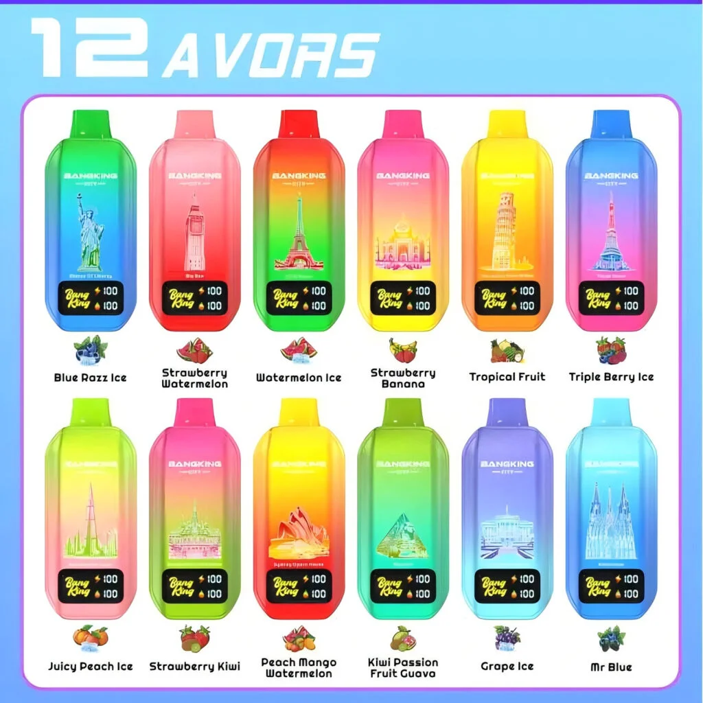 Bang King City 50K Puffs enokratna e-cigareta z 12 različnimi voćnimi okusi za Slovenijo